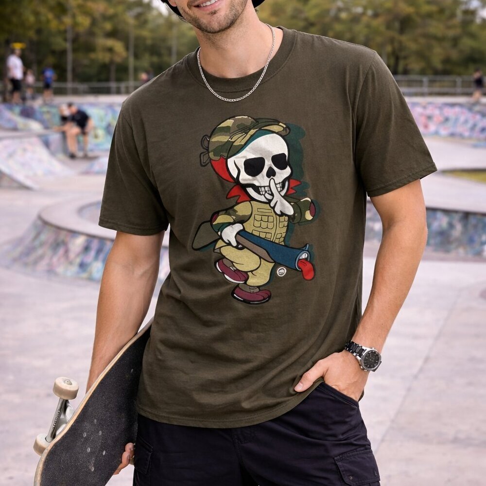 Ecko Unltd. - Hunter Skeleton Mens T-Shirt Size Medium Green
